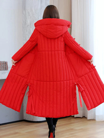 Winter Cotton-padded Clothes Women Coat 2023 Long Loose Female Hooded Padded Clothing Big Pocket Parkas Thicken Warm Jackets