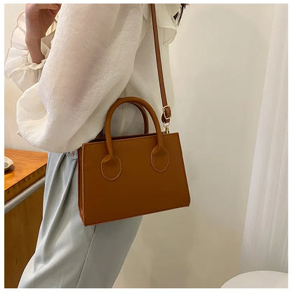 Elegant Black Handbag with Dual Handles, Chic Crossbody Bag, Retro Stylish Tote Small Bag for Women Girls Daily Use, Work, Party