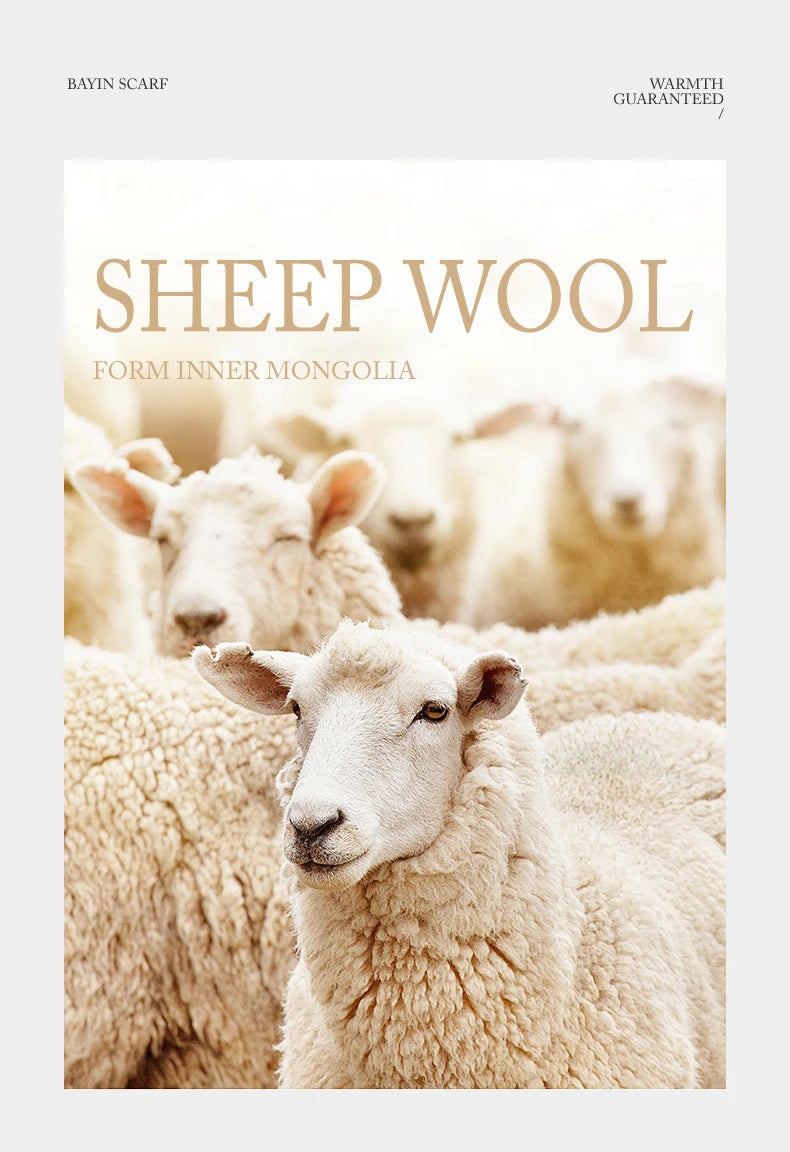 Fashion Clock Women Shawl Sweater 100% Wool Shawl Warm Female Mixed-use Cloak Autumn Winter Scarf French Tassel Cozy Wrap Clothi