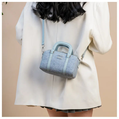 Fashion New Boston Denim HandBag For Women Single Shoulder Crossbody Barrel Satchel Handle Shoulder Bags