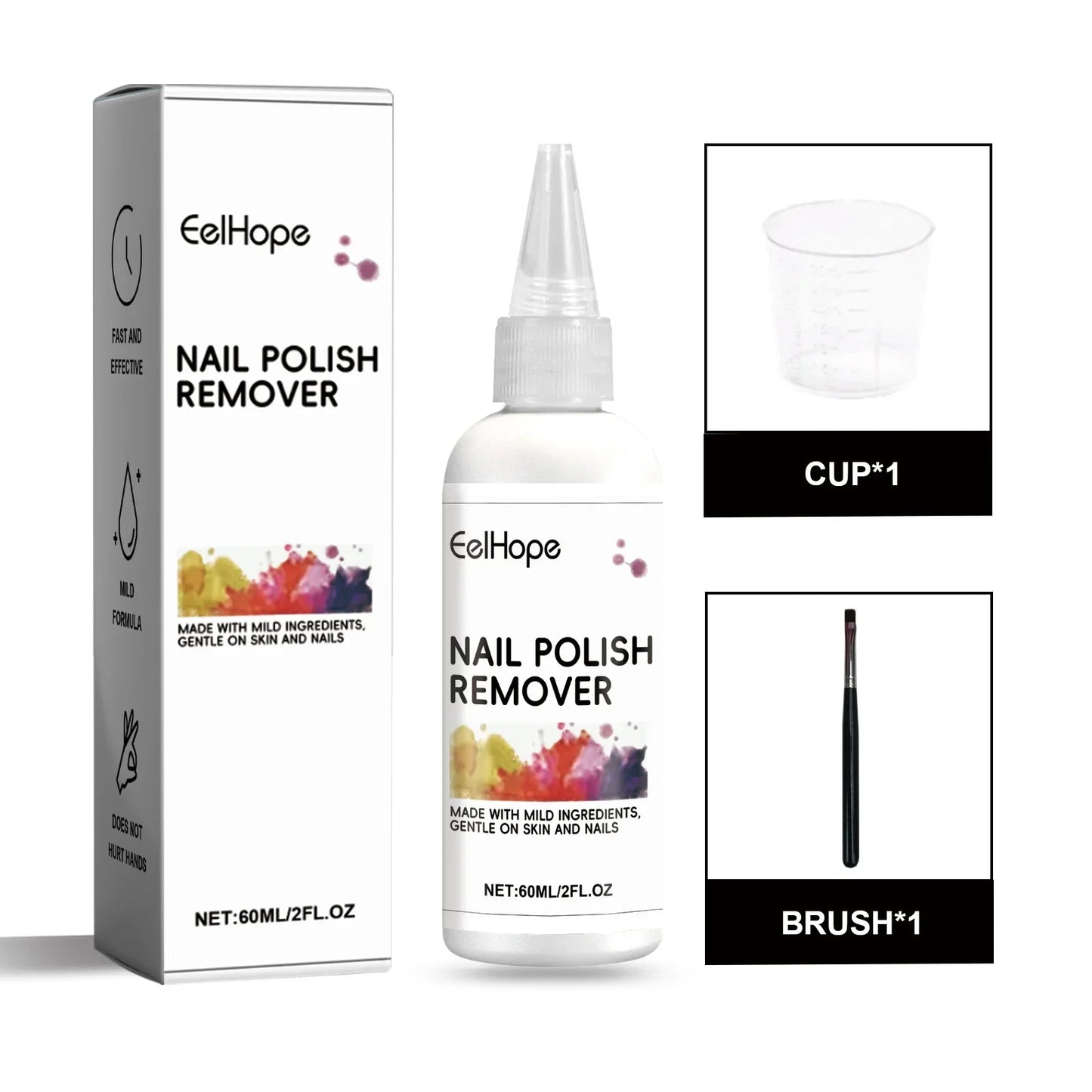 EELHOE 60ml Nail Brush Cleaner Excellent Nail Brush Pen Remain Glue Gel Remover Quick Dissolve Remove Glue Nail Polish Cleaner