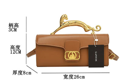 Women's Handbag New Bags For Women Metal Handle Leather Famous Brand Designer Crossbody Fashion Trend Shoulder Bag