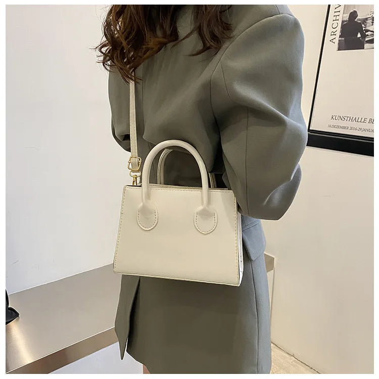 Elegant Black Handbag with Dual Handles, Chic Crossbody Bag, Retro Stylish Tote Small Bag for Women Girls Daily Use, Work, Party