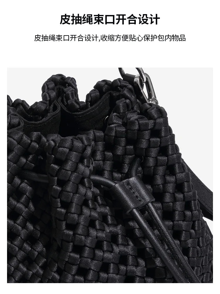 Customized Advanced Handbag Windmill Bucket Bag Handmade Weaving Bag Niche Design Light Luxury Single Shoulder Diagonal Span Bag