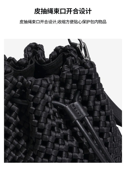 Customized Advanced Handbag Windmill Bucket Bag Handmade Weaving Bag Niche Design Light Luxury Single Shoulder Diagonal Span Bag