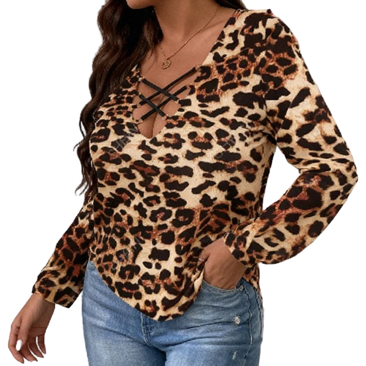 Leopard Print Lace-Up Top