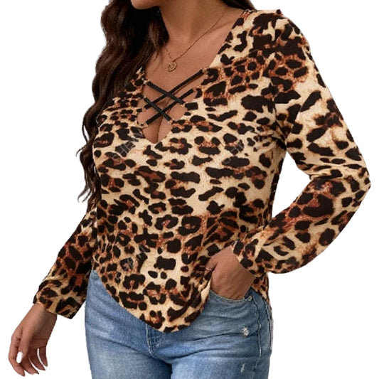 Leopard Print Lace-Up Top