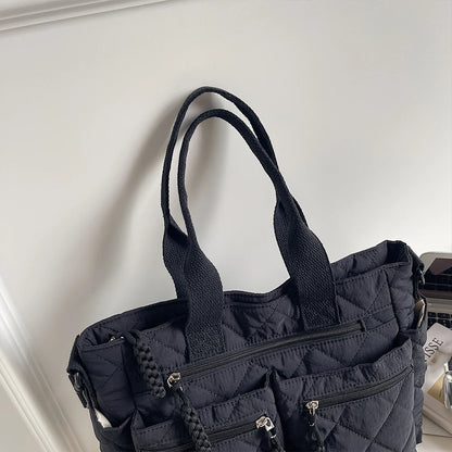 Women's Shoulder Bag, Large-Capacity Casual Multifunctional Commuter Handbag, Versatile Diamond Quilted Design Crossbody Bag