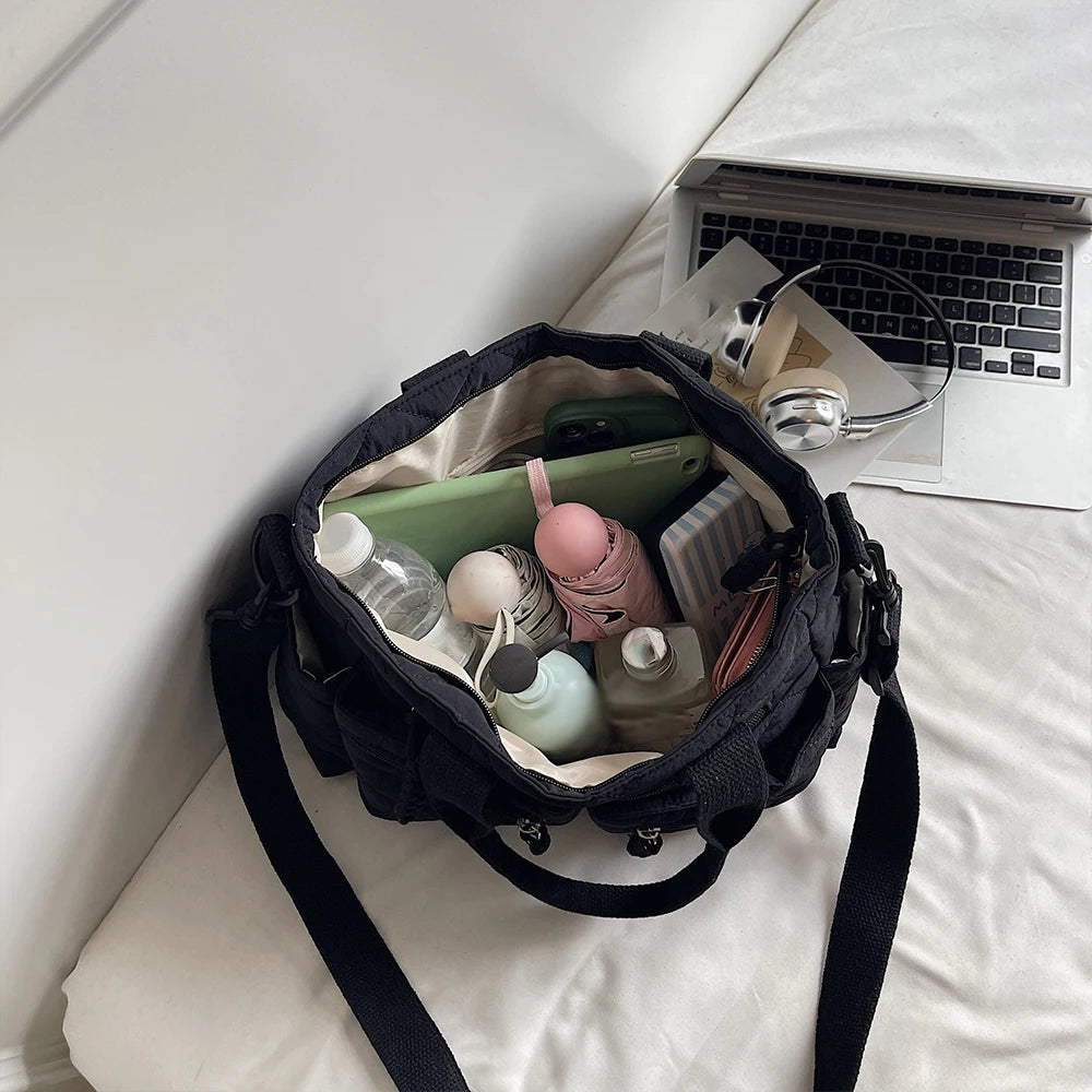 Women's Shoulder Bag, Large-Capacity Casual Multifunctional Commuter Handbag, Versatile Diamond Quilted Design Crossbody Bag