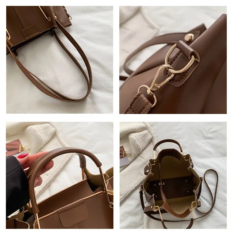 Portable Commuter Women Shoulder Bags Large Capacity Handbag Ladies Fashion Tote Vintage Soft Pu Leather Underarm Bag for Female