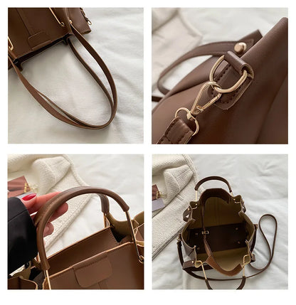Portable Commuter Women Shoulder Bags Large Capacity Handbag Ladies Fashion Tote Vintage Soft Pu Leather Underarm Bag for Female