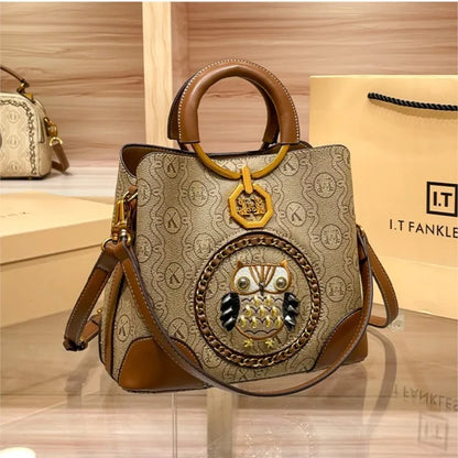 Women's handbag, genuine leather carrying bucket bag, new 2025 high-end design, fashionable single shoulder crossbody bag