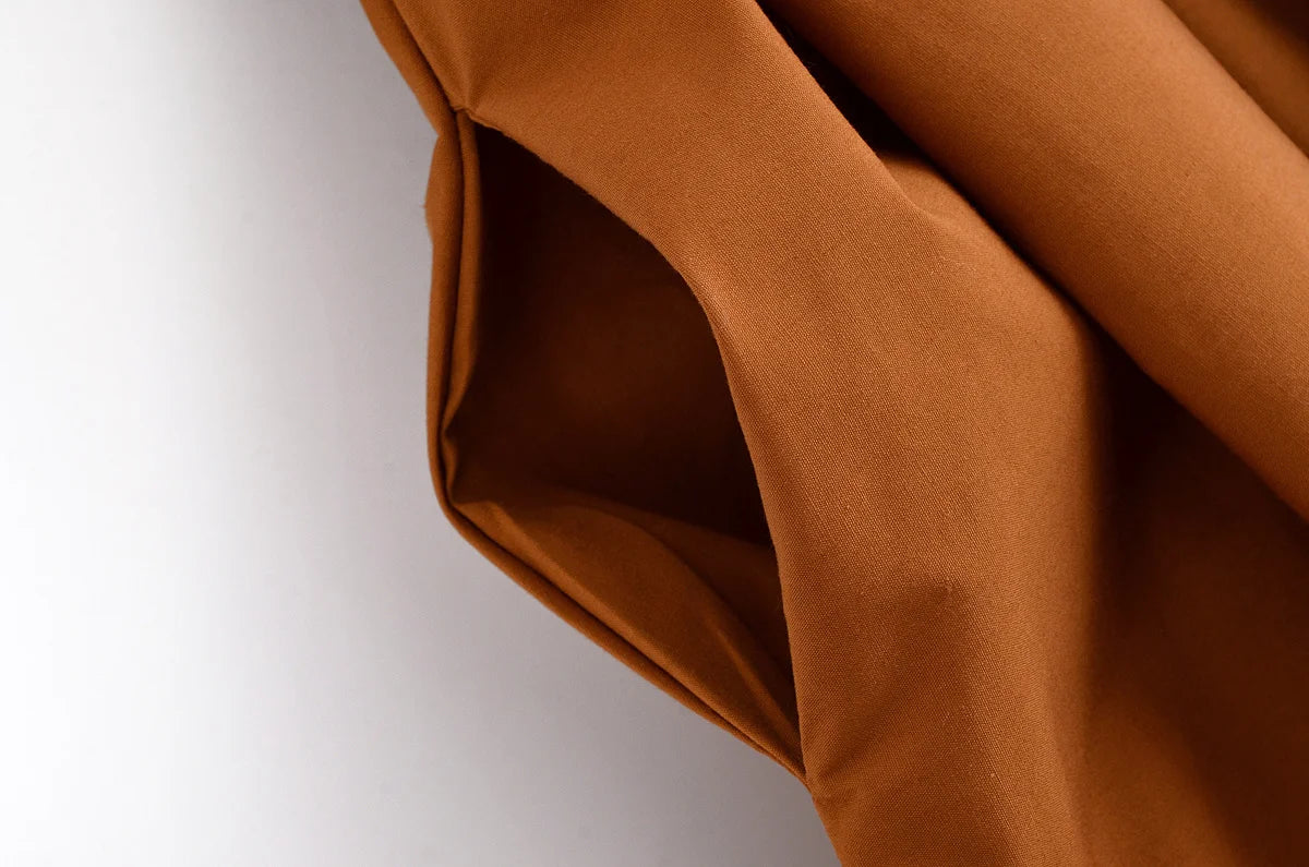 HH Woman Dresses Solid Turn-Down Collar Short Sleeve Pockets Bow Lace-Up Single-Breasted Female Fashion Long Dress 7 Color