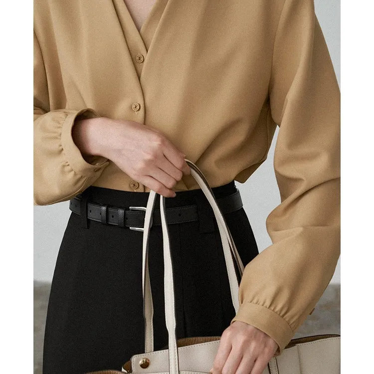 Women Spring White Blouses Fake Two Pieces Design V-Necl Womens Tops And Blouses Fashion Casual Shirt Blusas Roupa Feminina