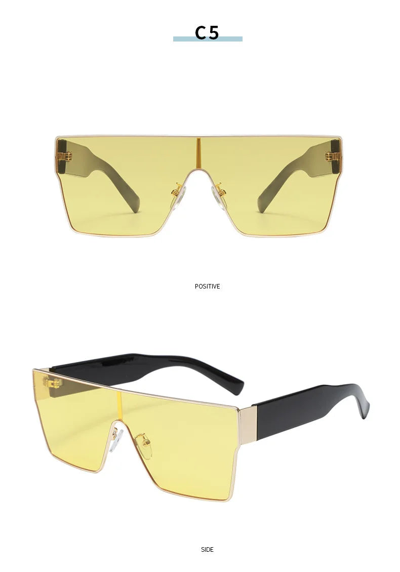 Square Sunglasses Women Men Fashion Trendy Luxury Brand Design One Piece Decoration Sun Glasses Outdoors Travel Driving UV400