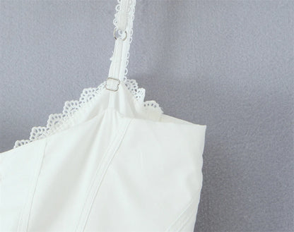 Women Dress 2025 New Fashion Summer Vintage White Lace-Panelled Cotton Dresses for Women Elegance Chic Ladies Midi Dress