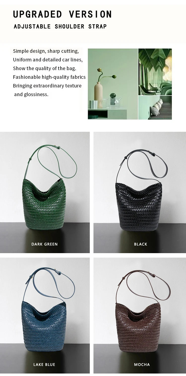 2025 new women's handbag high-end hand-woven large-capacity shoulder tote bag underarm bag crossbody versatile bucket bag