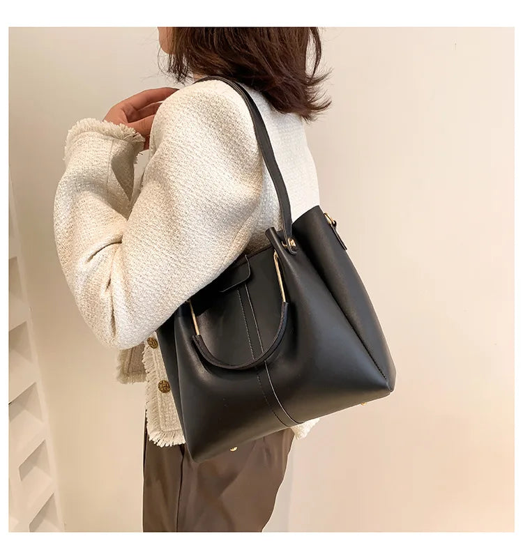 Portable Commuter Women Shoulder Bags Large Capacity Handbag Ladies Fashion Tote Vintage Soft Pu Leather Underarm Bag for Female