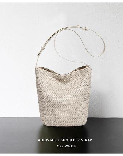 2025 new women's handbag high-end hand-woven large-capacity shoulder tote bag underarm bag crossbody versatile bucket bag