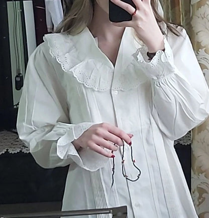 Women Blouse Female Shirt Summer Womens Blouses Spring Maxi Blusas Casual Elegant Vintage Long Sleeve Cotton Oversize Loose