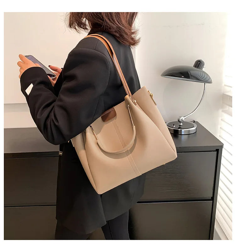Portable Commuter Women Shoulder Bags Large Capacity Handbag Ladies Fashion Tote Vintage Soft Pu Leather Underarm Bag for Female