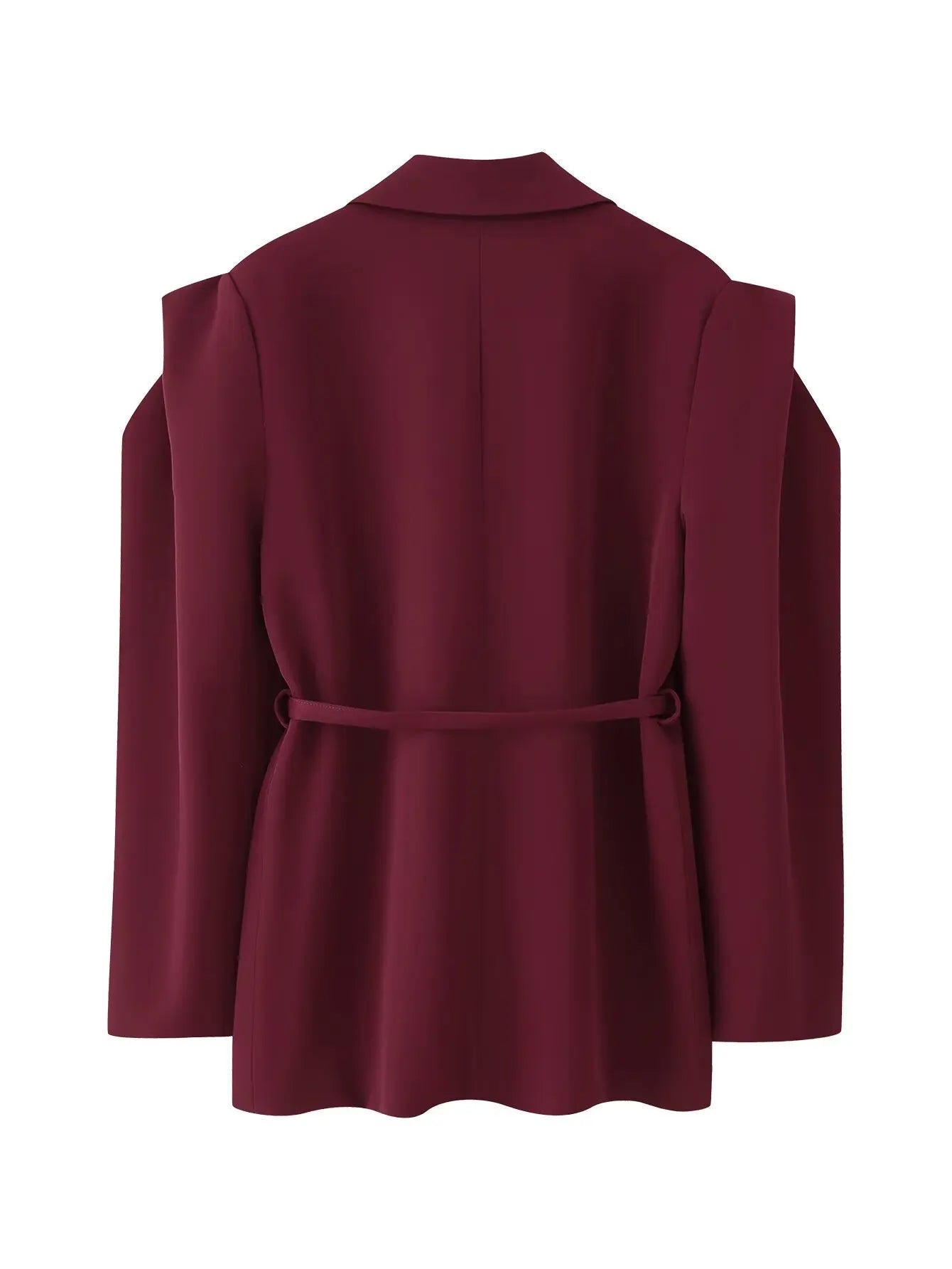 HH Woman's 2025 Autumn Fashion Long Sleeve Lapel Wide Shoulder Blazer Jacket Female Lace-up Single Buckle Exaggerated Coat