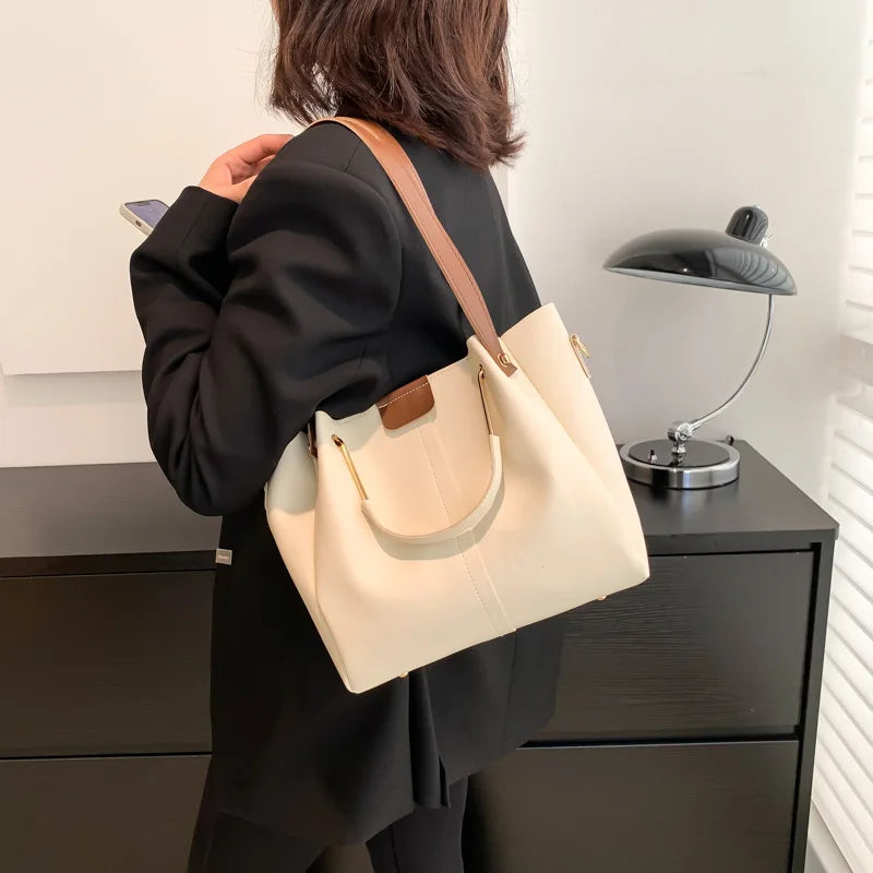 Portable Commuter Women Shoulder Bags Large Capacity Handbag Ladies Fashion Tote Vintage Soft Pu Leather Underarm Bag for Female