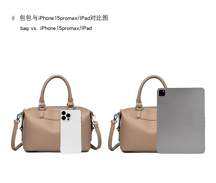 New Women's Handbag, Simple and Versatile Tote Bag, Large-Capacity Soft Leather Shoulder Bag, Crossbody Bag for Commuting and Shopping, High-End Solid Color Casual Bag