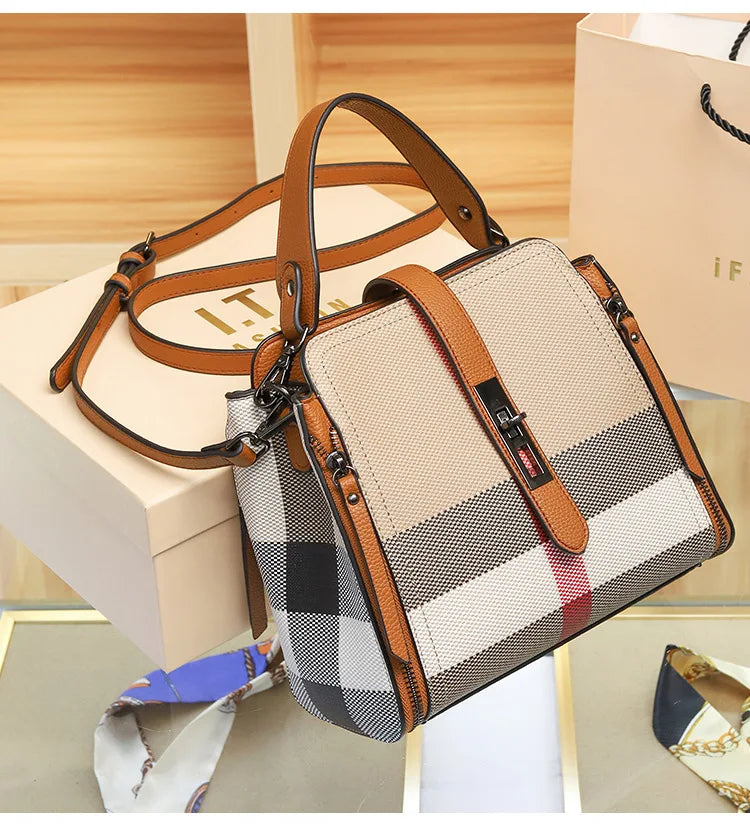 2025 Women's Tote Bag, Luxury Checkered Bucket Purse, Fashionable Shoulder Crossbody Bag, High Quality Handbag for Daily Use