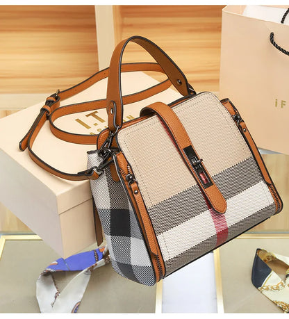 2025 Women's Tote Bag, Luxury Checkered Bucket Purse, Fashionable Shoulder Crossbody Bag, High Quality Handbag for Daily Use