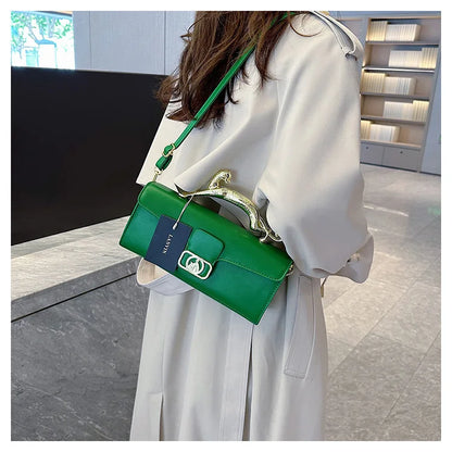 Women's Handbag New Bags For Women Metal Handle Leather Famous Brand Designer Crossbody Fashion Trend Shoulder Bag