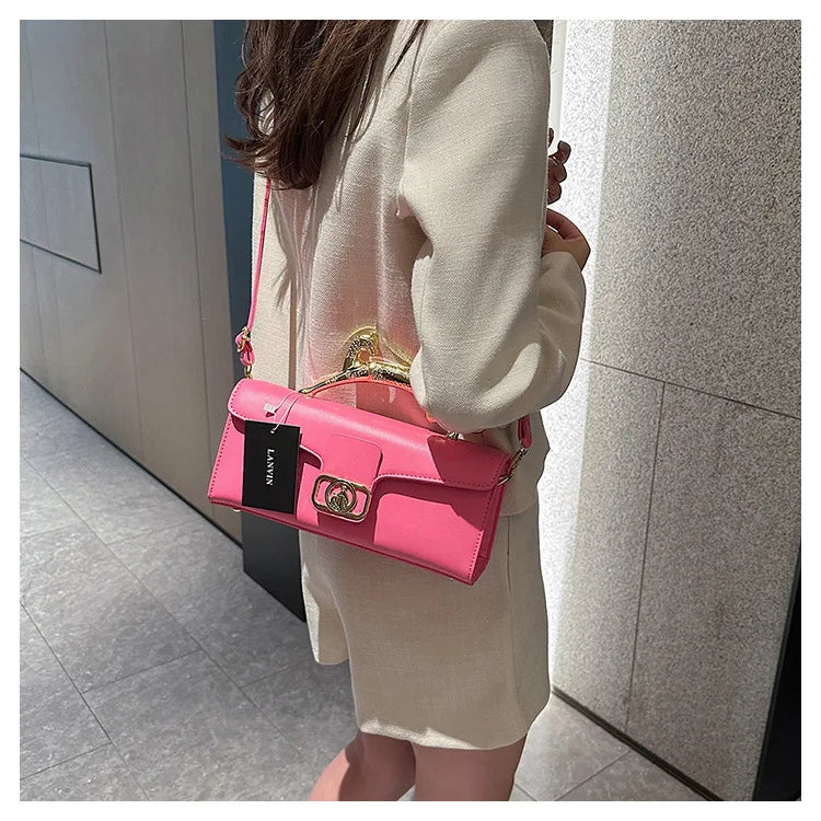 Women's Handbag New Bags For Women Metal Handle Leather Famous Brand Designer Crossbody Fashion Trend Shoulder Bag