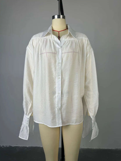 Women's Clothing 2025 Autumn New Sweet Fresh Loose Lapel Lantern Sleeve Long Sleeve Shirt Ladies Tops