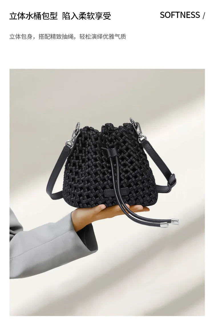 Customized Advanced Handbag Windmill Bucket Bag Handmade Weaving Bag Niche Design Light Luxury Single Shoulder Diagonal Span Bag