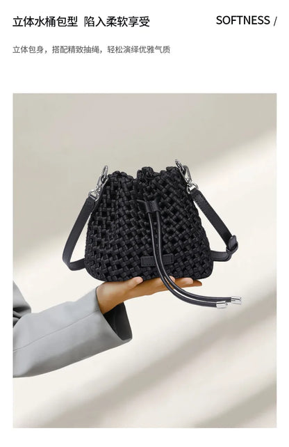 Customized Advanced Handbag Windmill Bucket Bag Handmade Weaving Bag Niche Design Light Luxury Single Shoulder Diagonal Span Bag