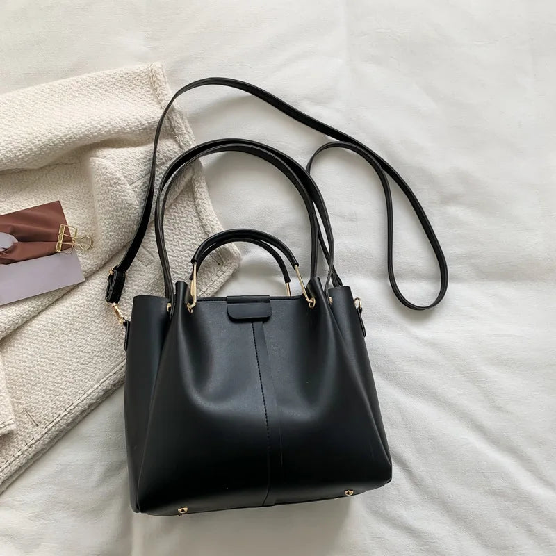 Portable Commuter Women Shoulder Bags Large Capacity Handbag Ladies Fashion Tote Vintage Soft Pu Leather Underarm Bag for Female