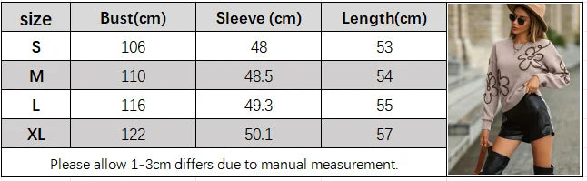 Autumn and Winter New Fashion Woman Sweater Floral 3D Embroidered Round Neck Pullover Long Sleeve Knit Top Women's Clothing