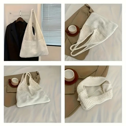 Designer Knitted Handbags For Women Large Capacity Tote Bag Summer Beach Big Purse Casual Hollow Woven Shoulder Bags Female Pack