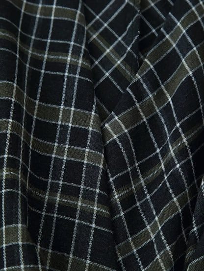 HH Woman Elegant V-Neck Plaid Pleated Decoration Long Sleeves Midi Dress Female Fashion High-Waist Asymmetric Hem Slim Dress