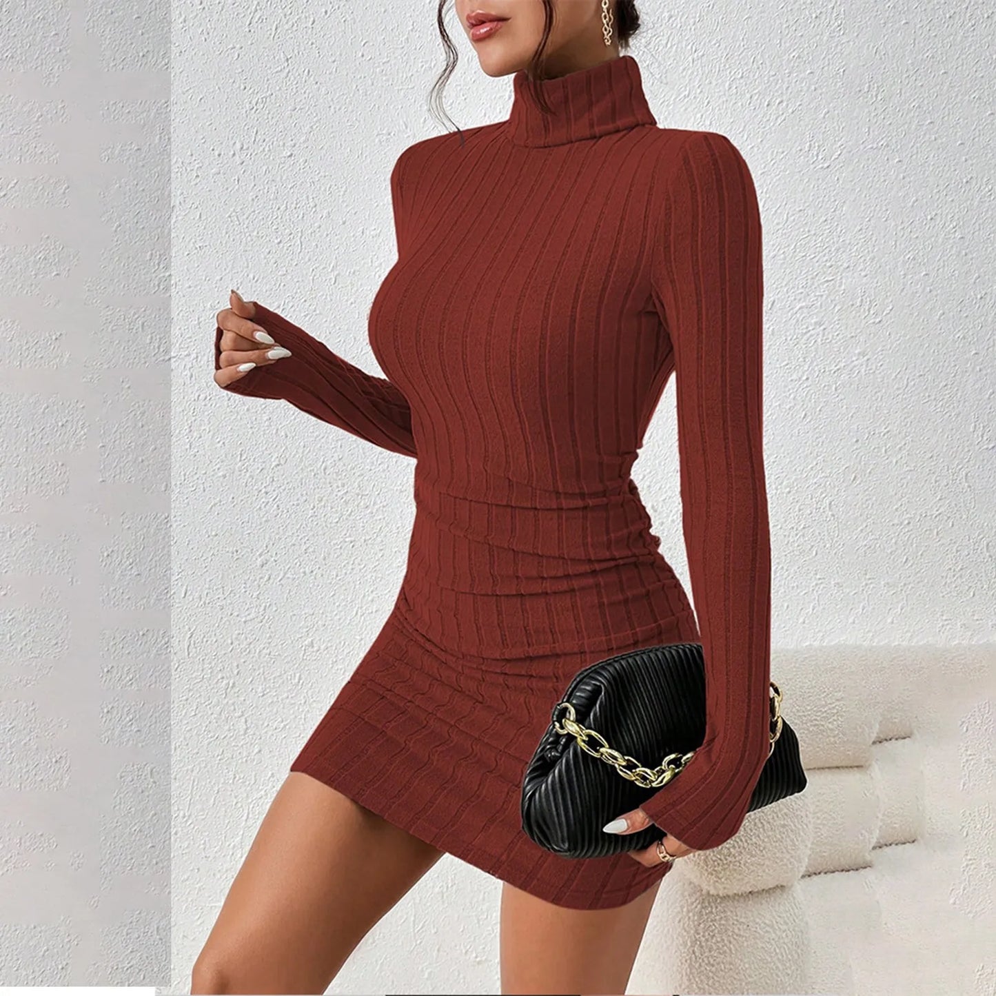 Women’s Turtleneck Bodycon Mini Dress