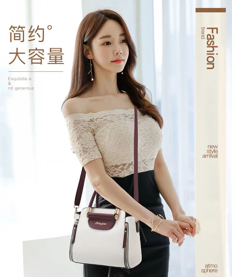 Women's Bags 2025 New Fashion Color Hit Handbag European and American Shoulder Crossbody Simple Elegant Office Wallet