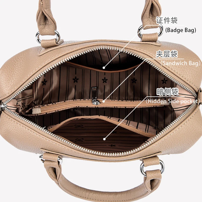 New Women's Handbag, Simple and Versatile Tote Bag, Large-Capacity Soft Leather Shoulder Bag, Crossbody Bag for Commuting and Shopping, High-End Solid Color Casual Bag