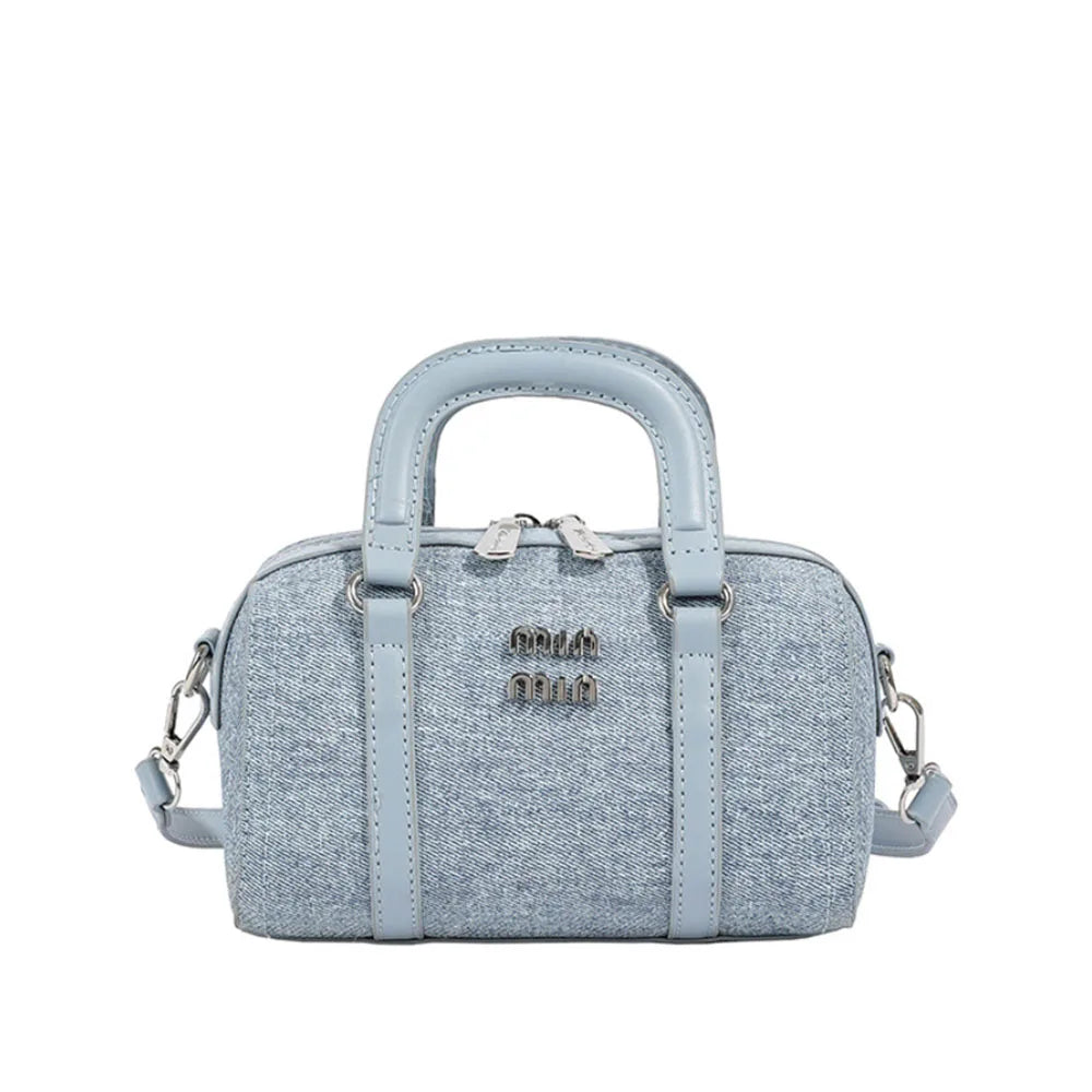 Fashion New Boston Denim HandBag For Women Single Shoulder Crossbody Barrel Satchel Handle Shoulder Bags