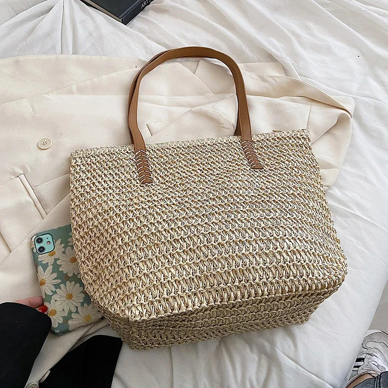 Women's Shoulder Handbag Bohemian 2024 Summer Fashion Straw Beach Tote Bag Travel Shopper Weaving Hand-woven Shopping Bags New