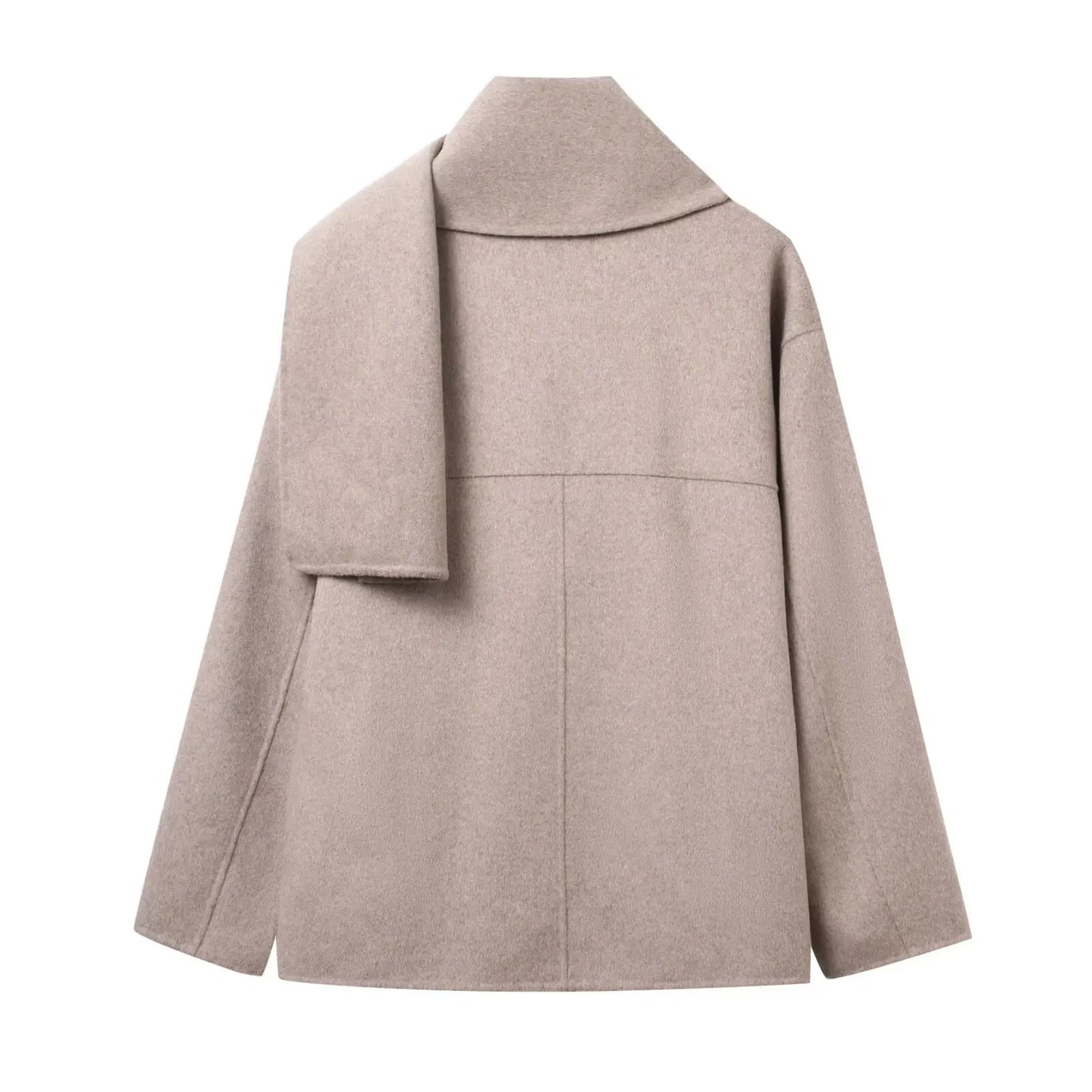 2025 New Autumn and Winter Women's Clothing European and American Fashion Wool Blended Scarf Short Coat Jacket