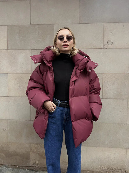 Women Winter Cotton Coat 2025 New Women Loose Cotton Padded Jacket Solid Hooded Parkas Coat Female Puffer Coat Winter Outwear