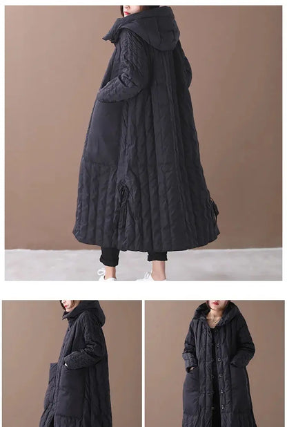 Winter Cotton-padded Clothes Women Coat 2023 Long Loose Female Hooded Padded Clothing Big Pocket Parkas Thicken Warm Jackets