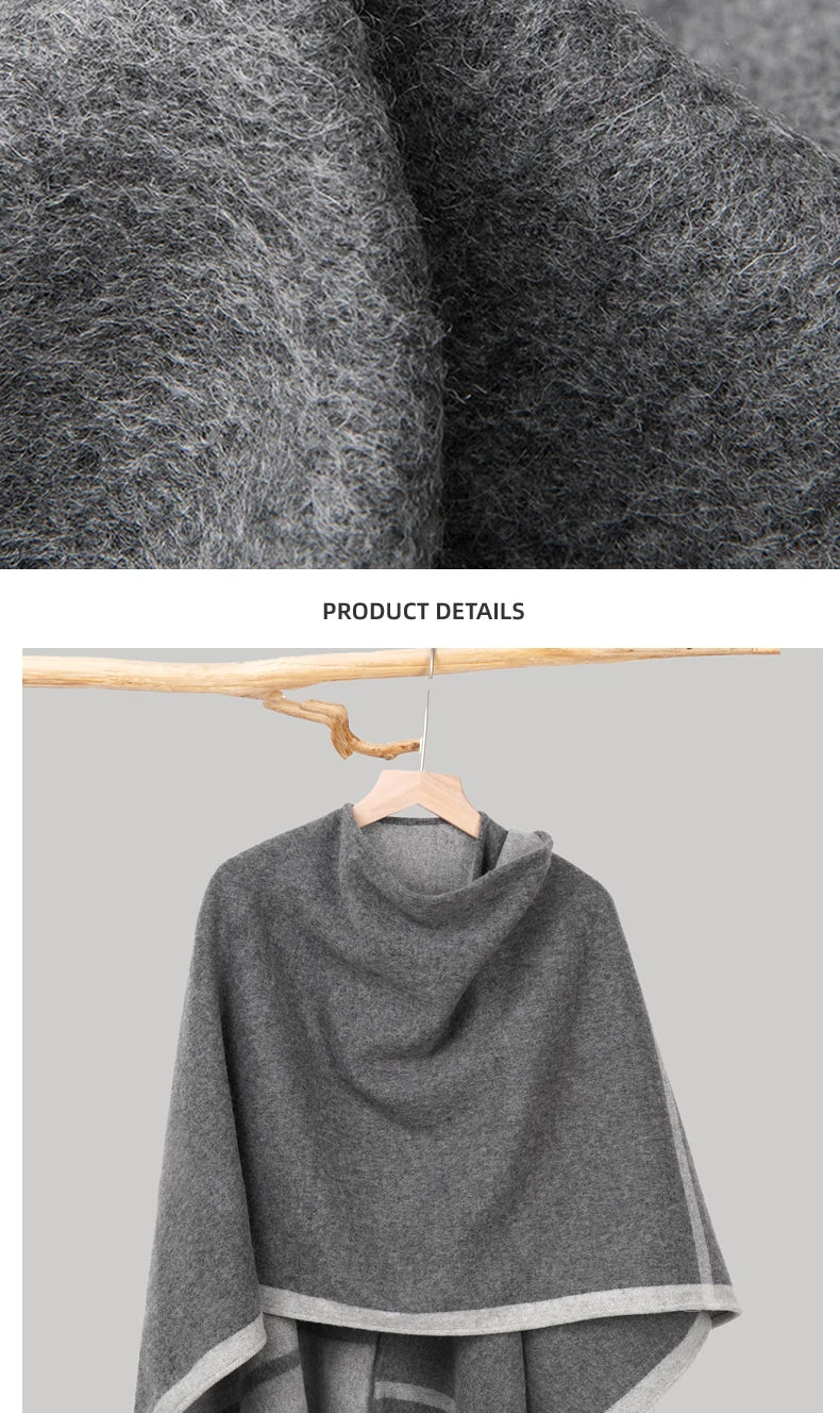 Fashion Clock Women Shawl Sweater 100% Wool Shawl Warm Female Mixed-use Cloak Autumn Winter Scarf French Tassel Cozy Wrap Clothi