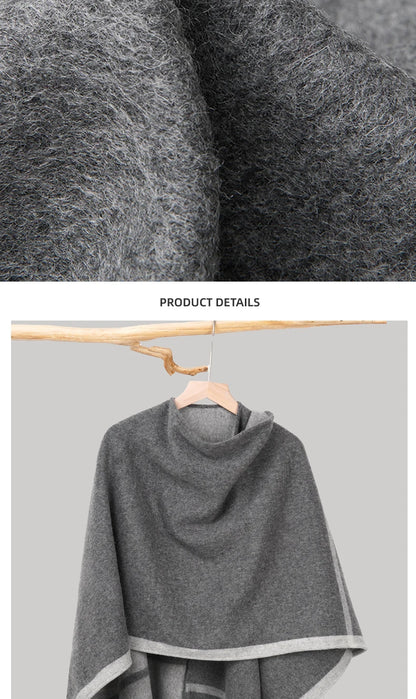 Fashion Clock Women Shawl Sweater 100% Wool Shawl Warm Female Mixed-use Cloak Autumn Winter Scarf French Tassel Cozy Wrap Clothi