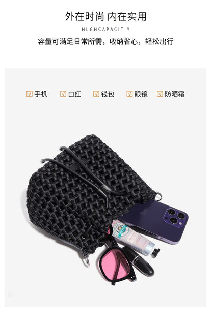 Customized Advanced Handbag Windmill Bucket Bag Handmade Weaving Bag Niche Design Light Luxury Single Shoulder Diagonal Span Bag